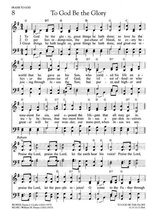 gjc hymn lyrics|Hymn: To God be the glory, great things He hath done .